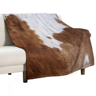 Cow Hide Brown & White All-season Throw Blanket