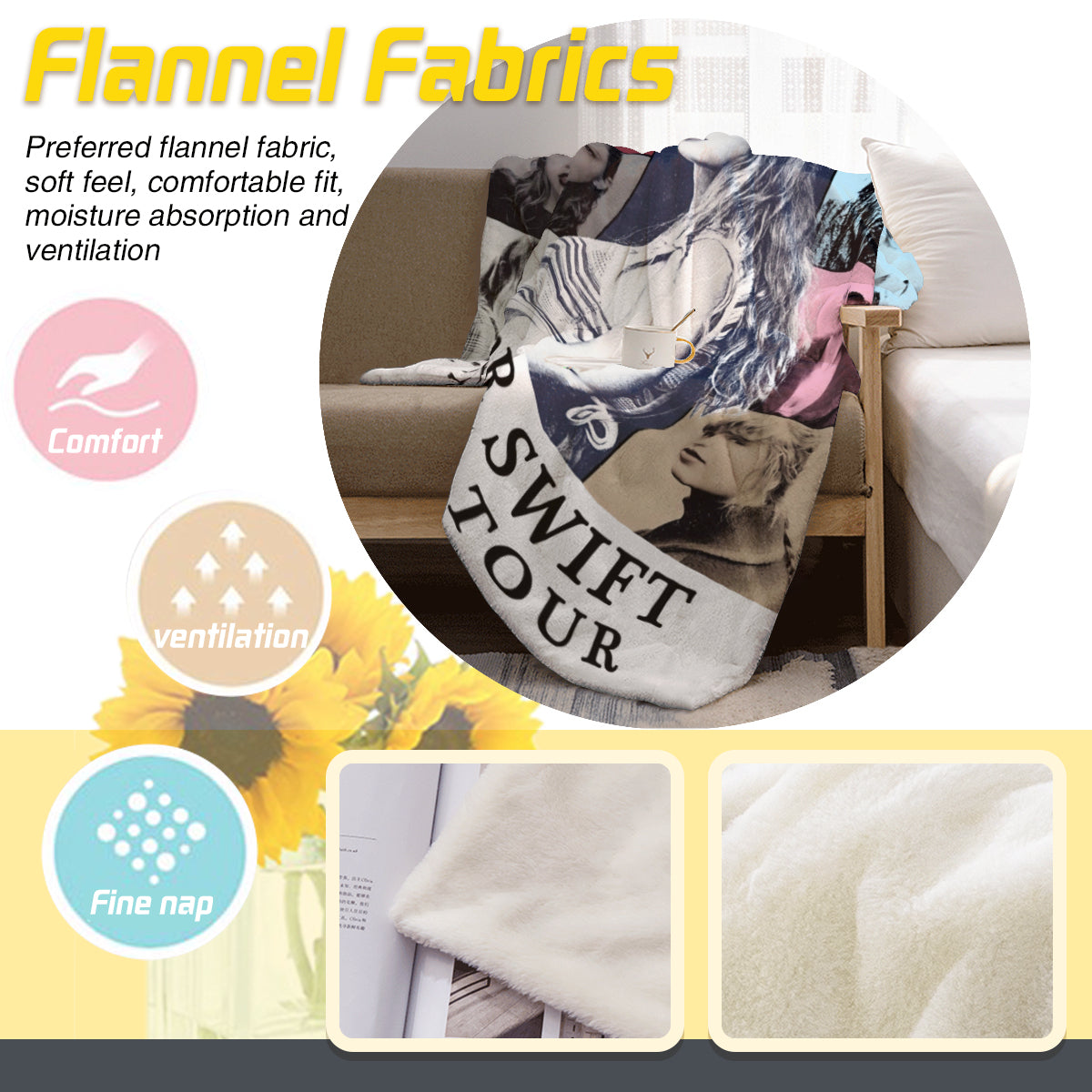 Taylor Swift The Eras Tour Poster Throw Blanket BionZax