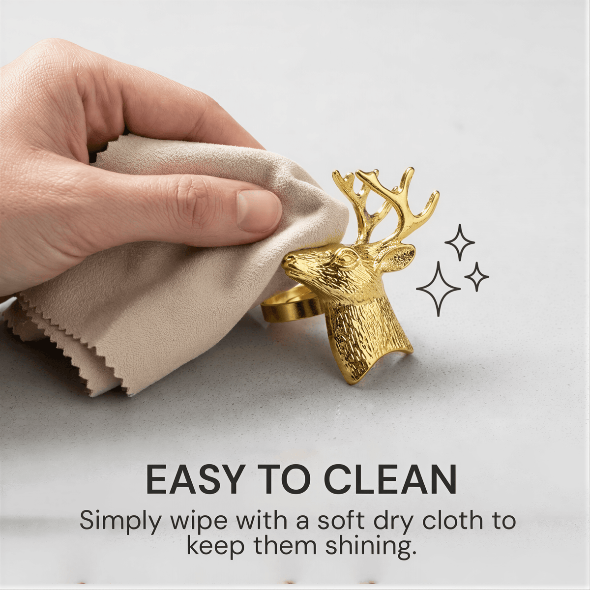 Gold Reindeer Napkin Rings – Festive Charm