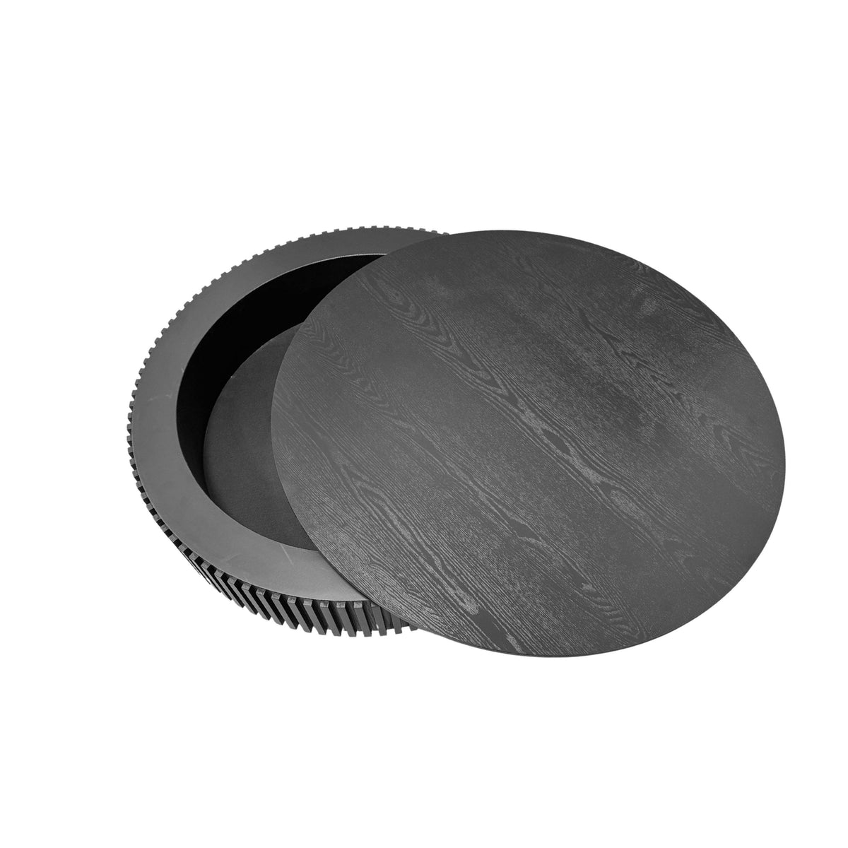 Modern Black Round Mushroom Coffee Table with Hidden Storage