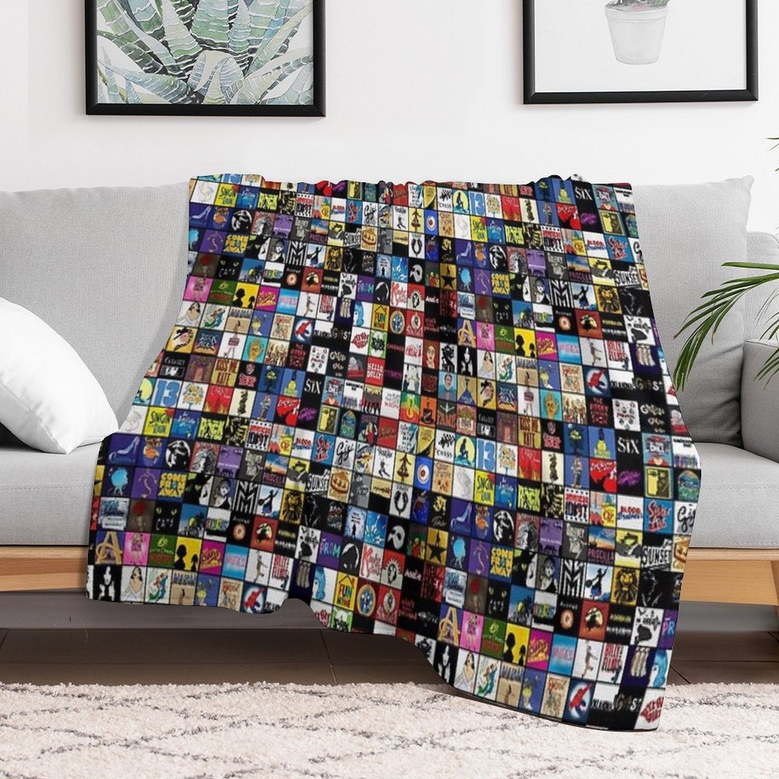 Broadway Musical Theatre Logos - Hand Drawn Sustainable Throw Blanket