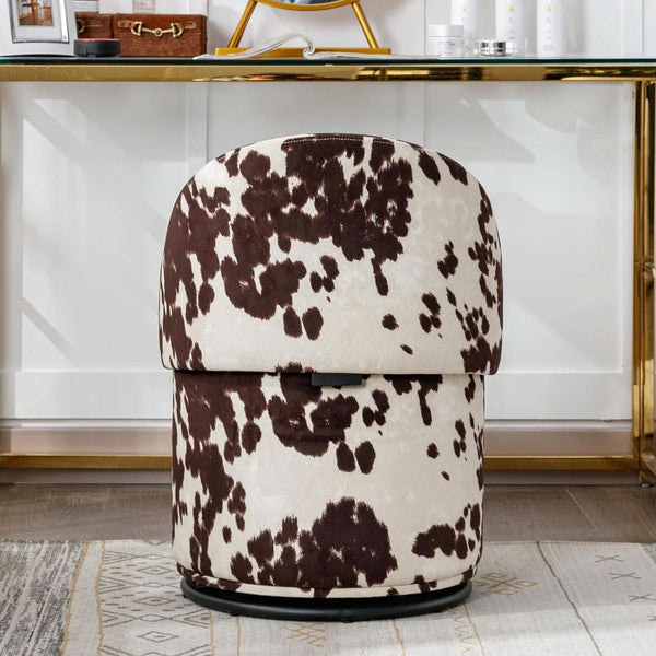 Rotating Brown Storage Ottoman With Hidden Compartment