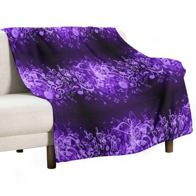 Purple Glow Music Notes Travel-friendly Throw Blanket