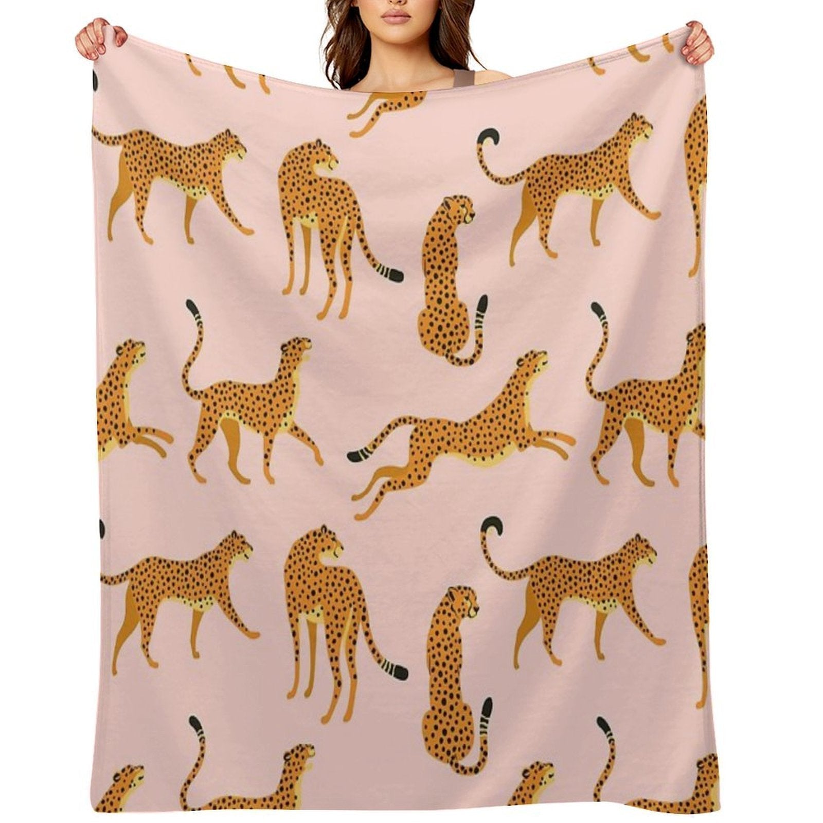 Pink Cheetah Pattern Wrinkle-free Throw Blanket