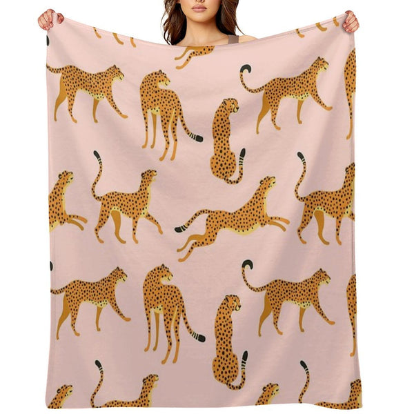 Pink Cheetah Pattern Wrinkle-free Throw Blanket