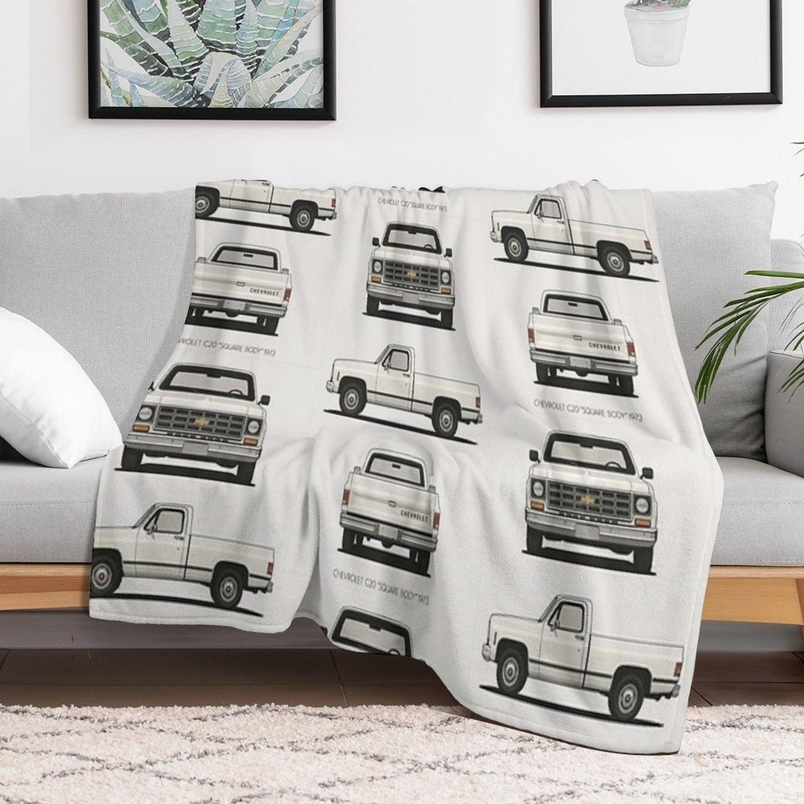 1973 C20 Square Body – Classic Chevy Pickup Triple-View Throw Blanket