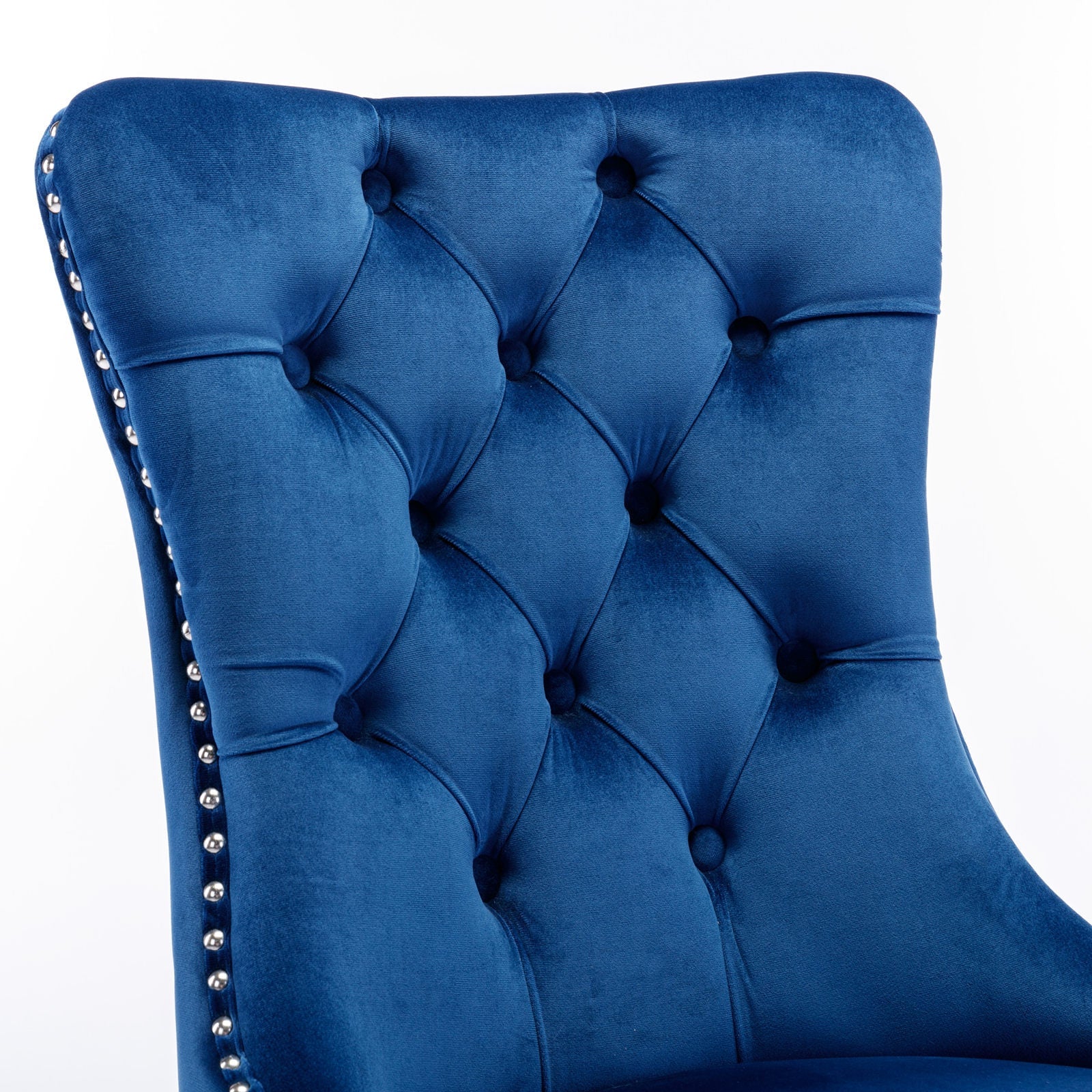 Nikki Collection Modern Tufted Solid Wood Velvet Upholstered Dining Chair with Chrome Legs