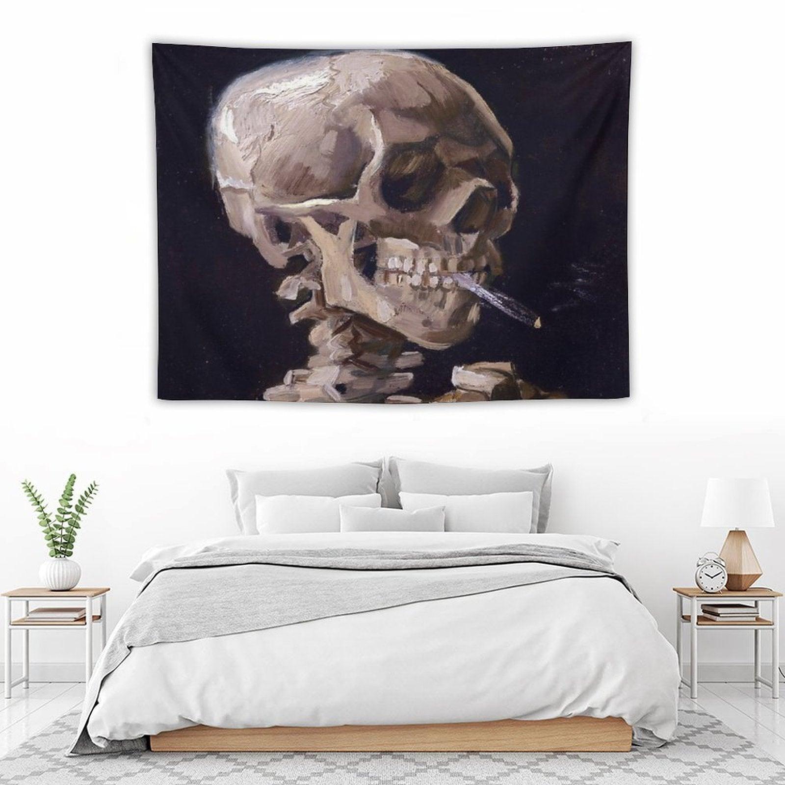 Vincent Van Gogh - Skull with Burning Cigarette (new Color Edit) Tapestry