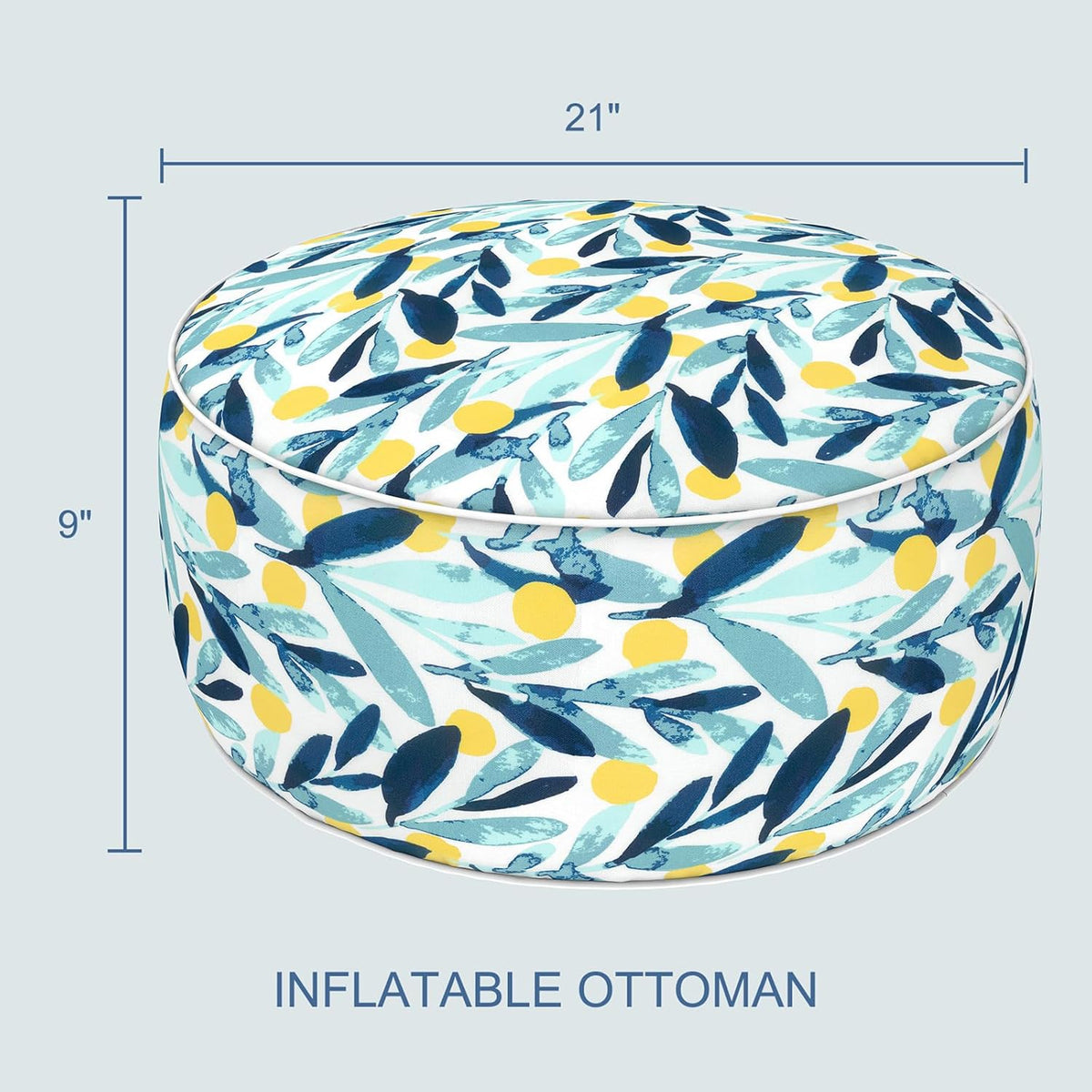 Outdoor Inflatable Ottoman - Coastal Leaves Design