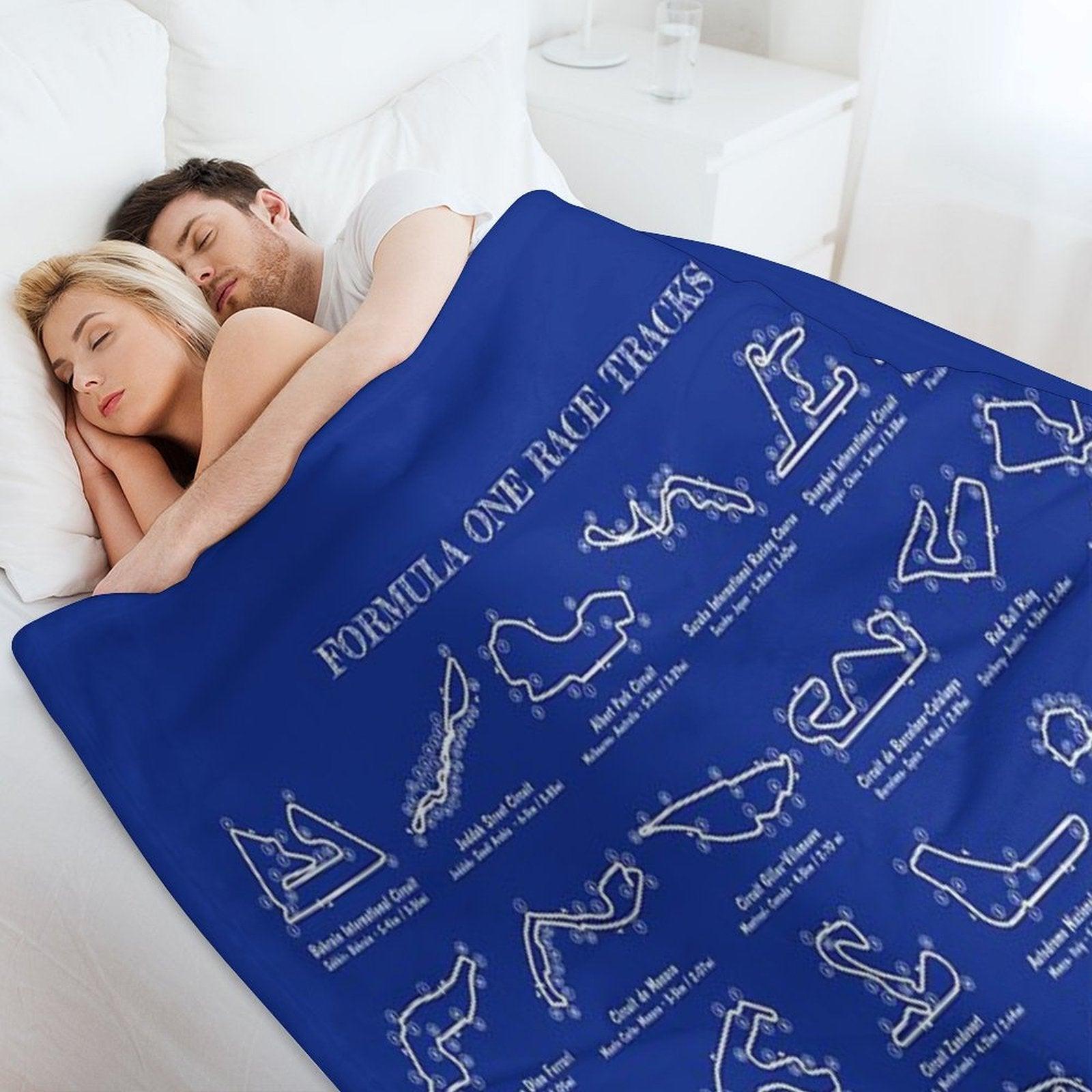 F1 Race Tracks  (White Stencil-No Background) Throw Blanket