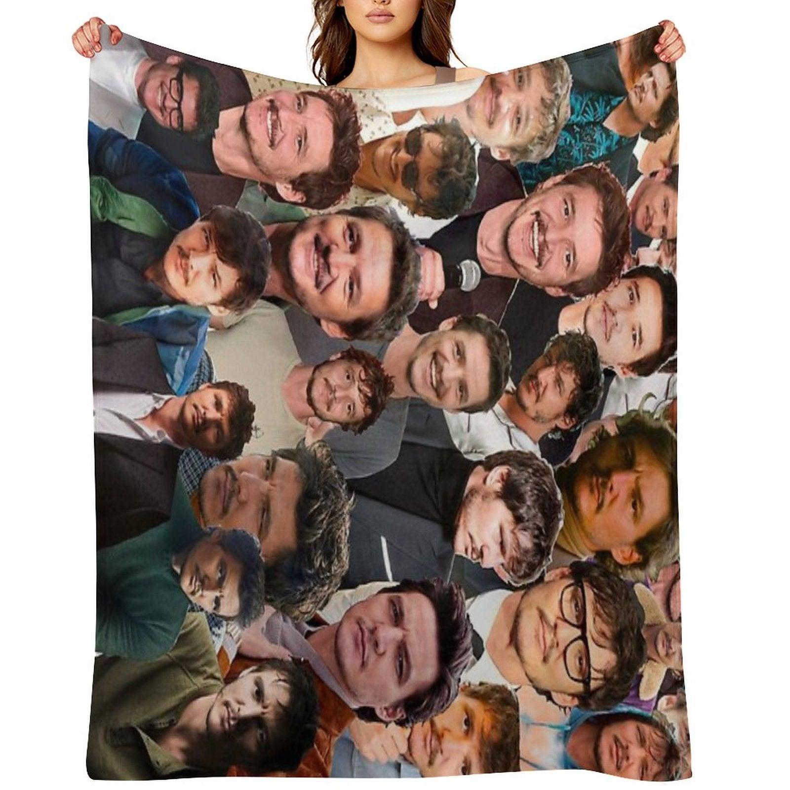 Pedro Pascal Photo Collage Throw Blanket