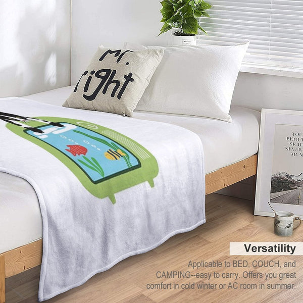 Catflix & Gill Funny Cat And Fish TV Design Premium Throw Blanket