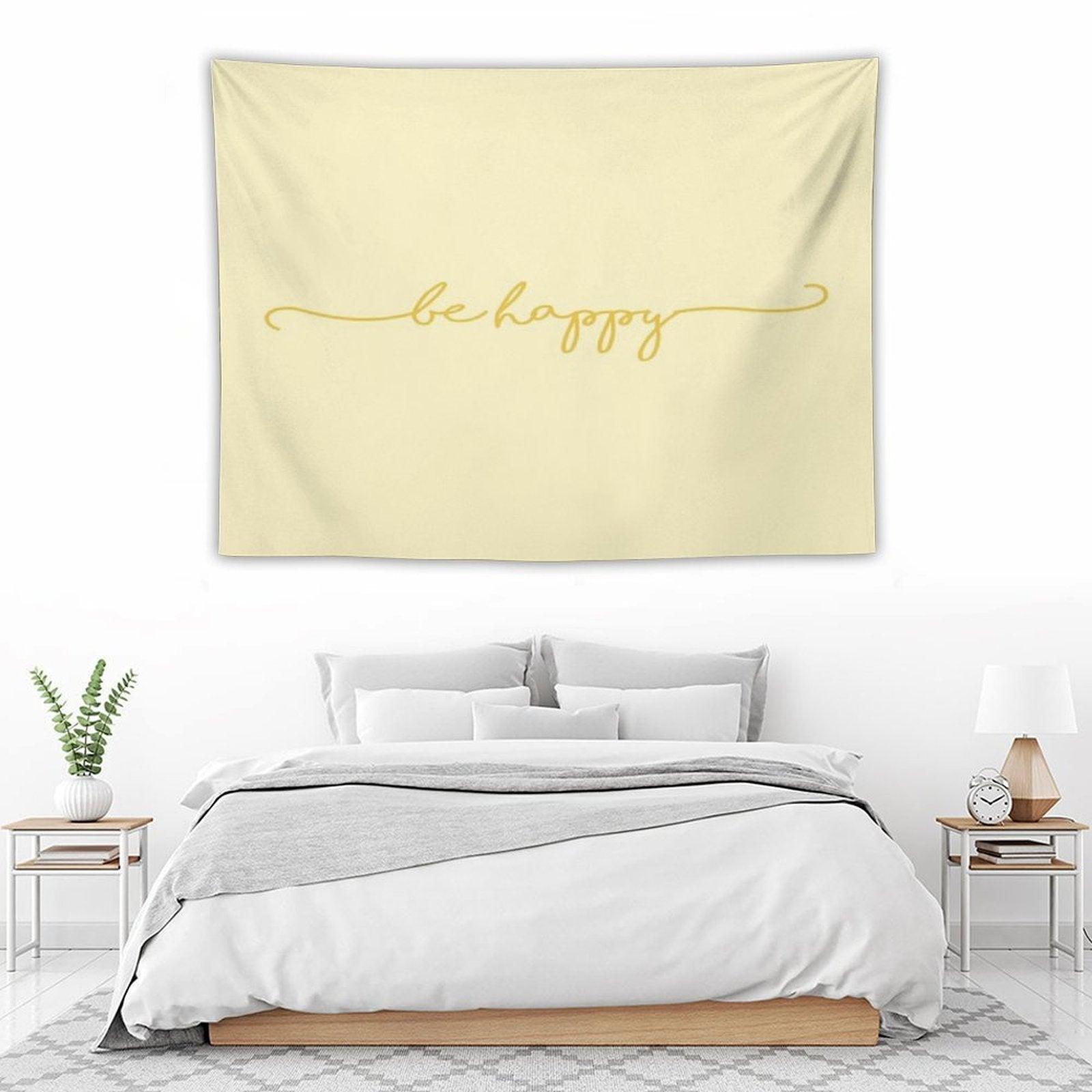 Be Happy-Yellow Tapestry