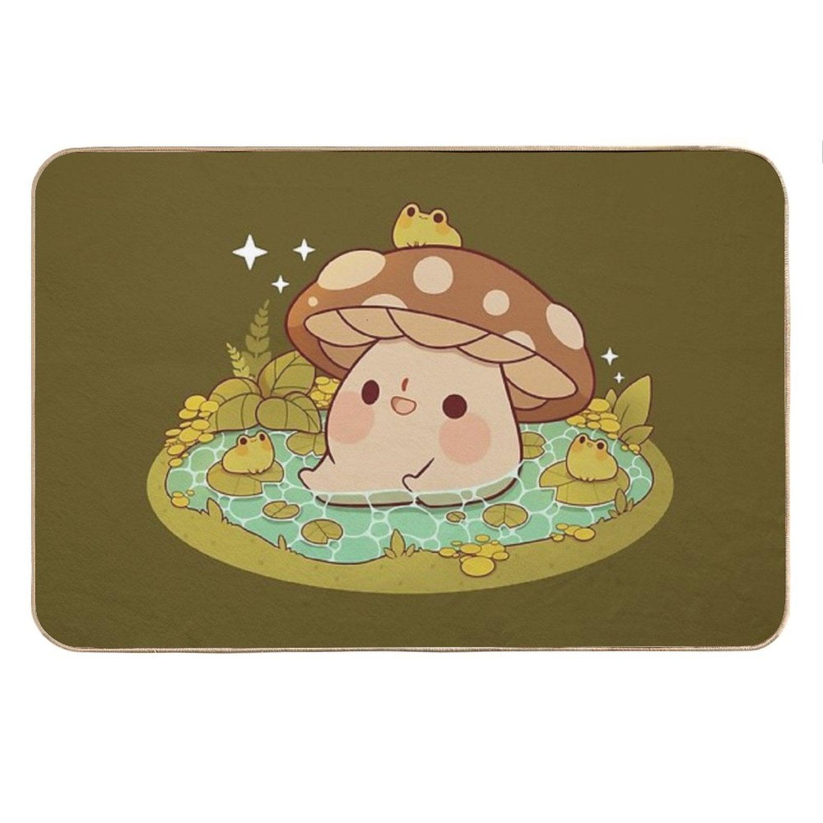 Cute Mushroom in A Frog Pond Bath Mat