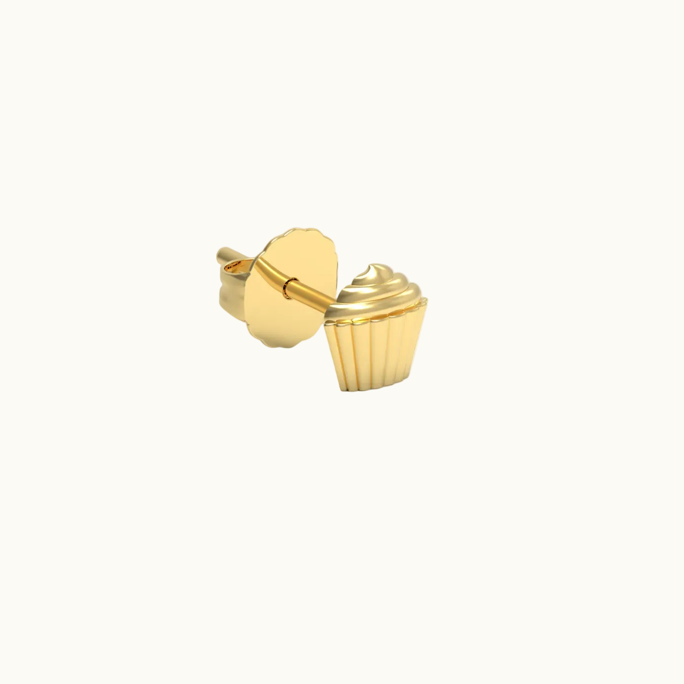 14K Yellow Gold Cupcake Stud