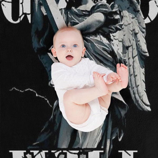 Angel with Cross, God’s Will Cracked Typography Design All-season Throw Blanket