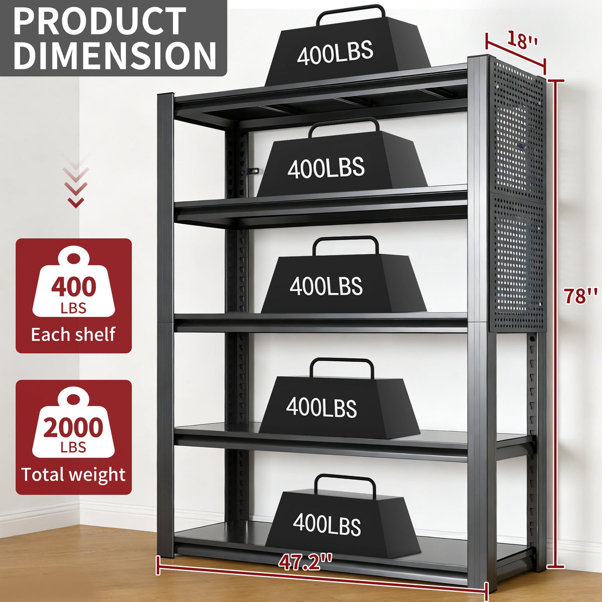 Adjustable Heavy-Duty Metal Shelving Unit – 78