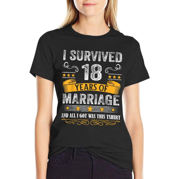 18th Wedding Anniversary Shirt Couples Husband Wife 18 Years T-Shirt