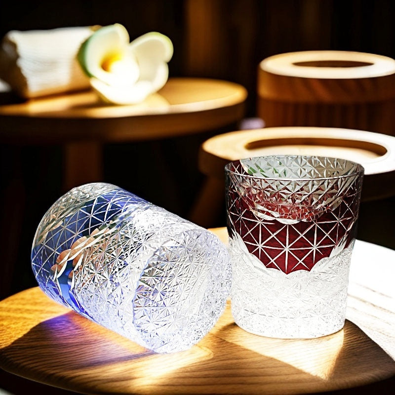 Edo Kiriko Japanese Handmade Cut Glass Cup – Single or Set of 4