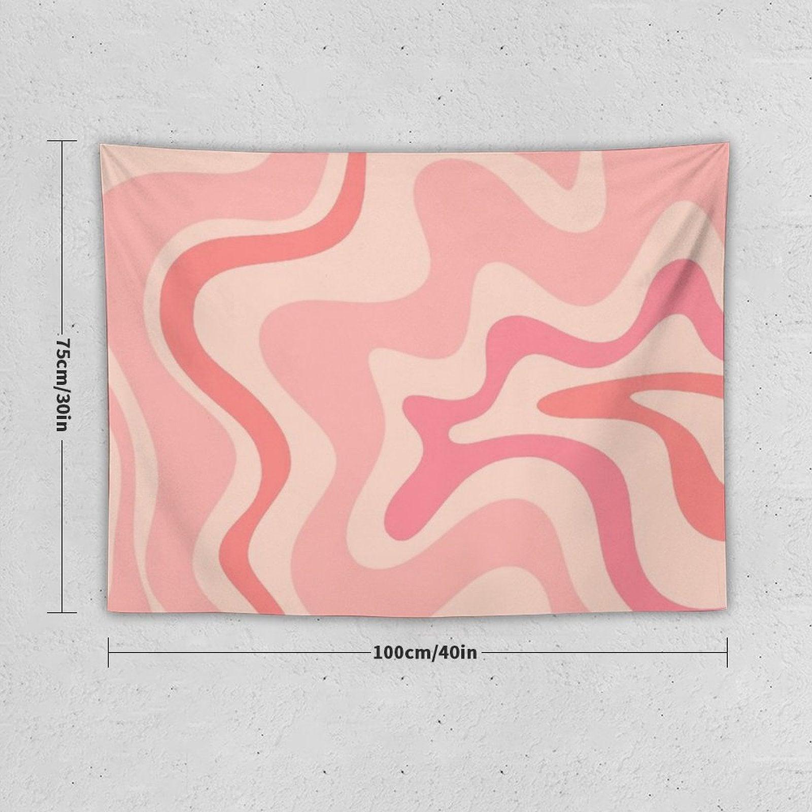Liquid Swirl Retro Contemporary Abstract in Soft Blush Pink Tapestry