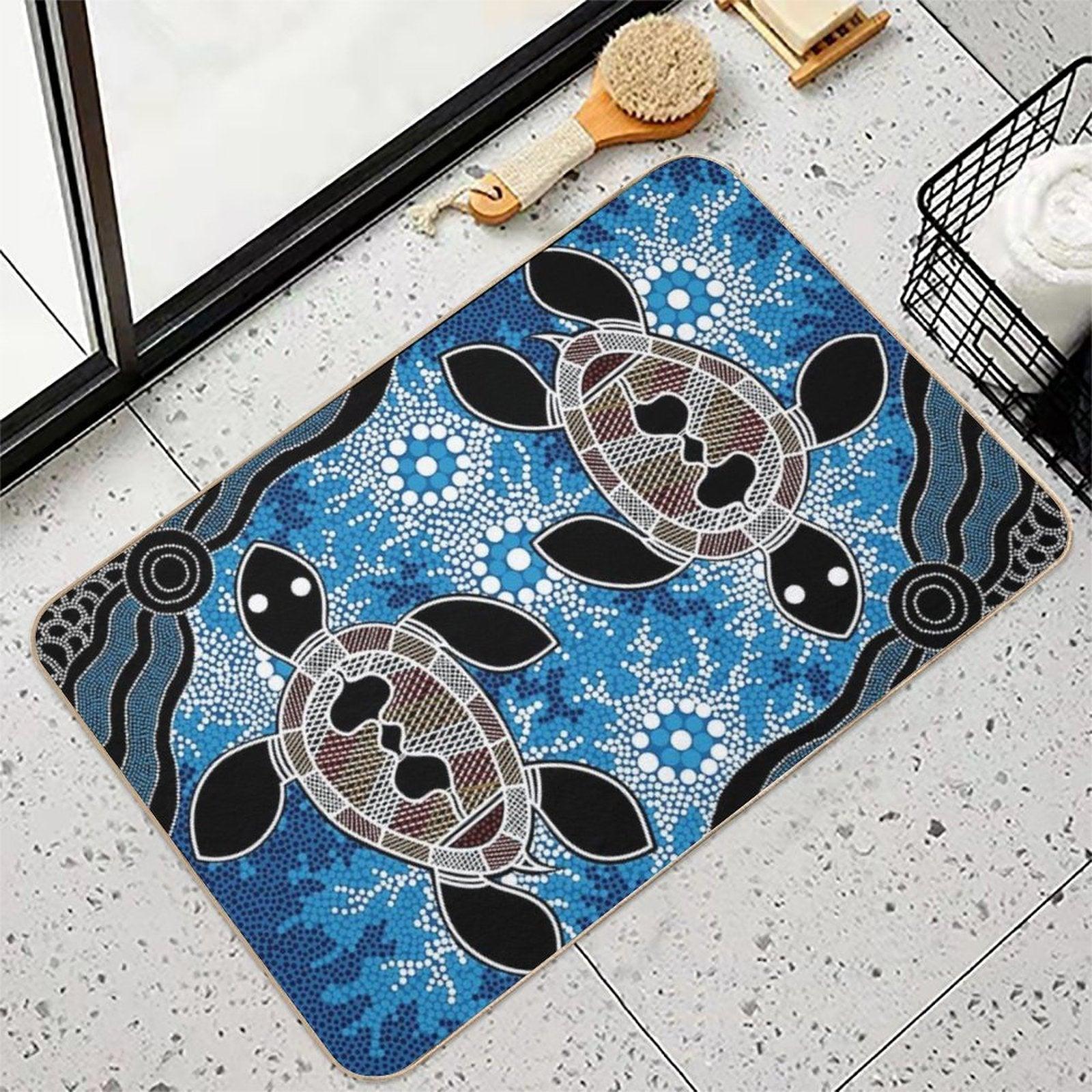 Authentic Aboriginal Art  - Sea Turtles Bath Mat