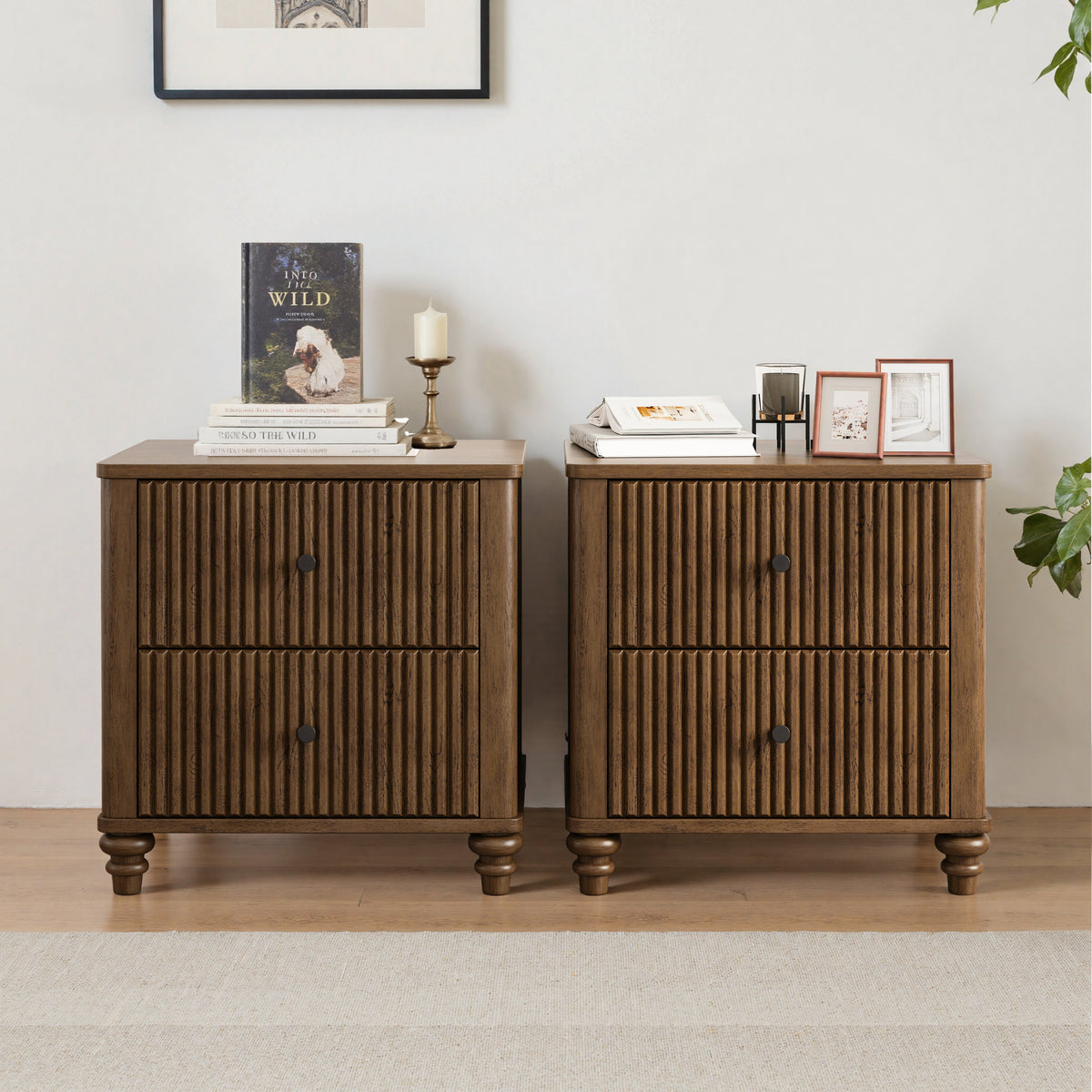 Fluted Nightstand 2-Piece Set