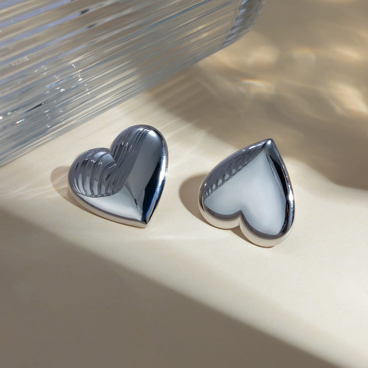 Silver Heart Stud Earrings