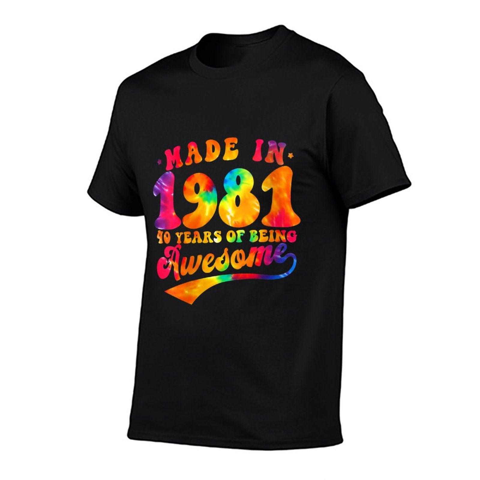 Womens 40th Birthday Tie Dye 40 Year Old Made Awesome 1981 Gift  Moisture-wicking T-Shirt