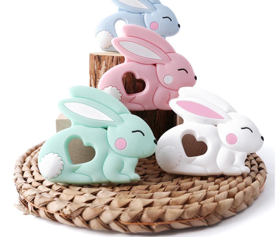 Baby Teether Silicone Rabbit Food Grade Bunny Teether Nursing Teething  Accessories Silicone Animal Teether For Kids and Baby
