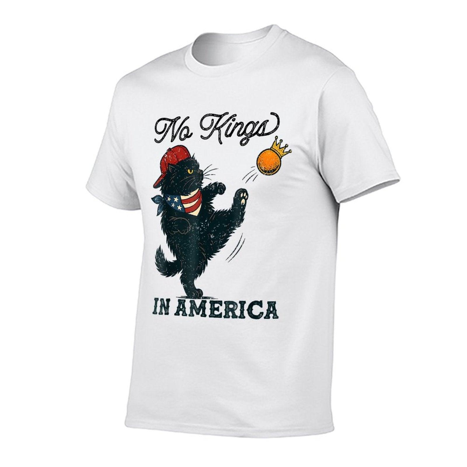 Black Cat No Kings In America  High-quality Stitching T-Shirt