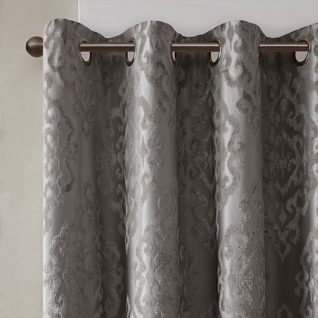 Mirage Knitted Jacquard Damask Total Blackout Grommet Top Curtain Panel by SunSmart
