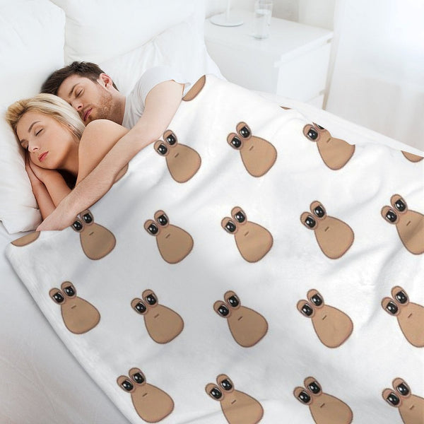 Sad Cute Little Cursed Pou Easy Care Throw Blanket