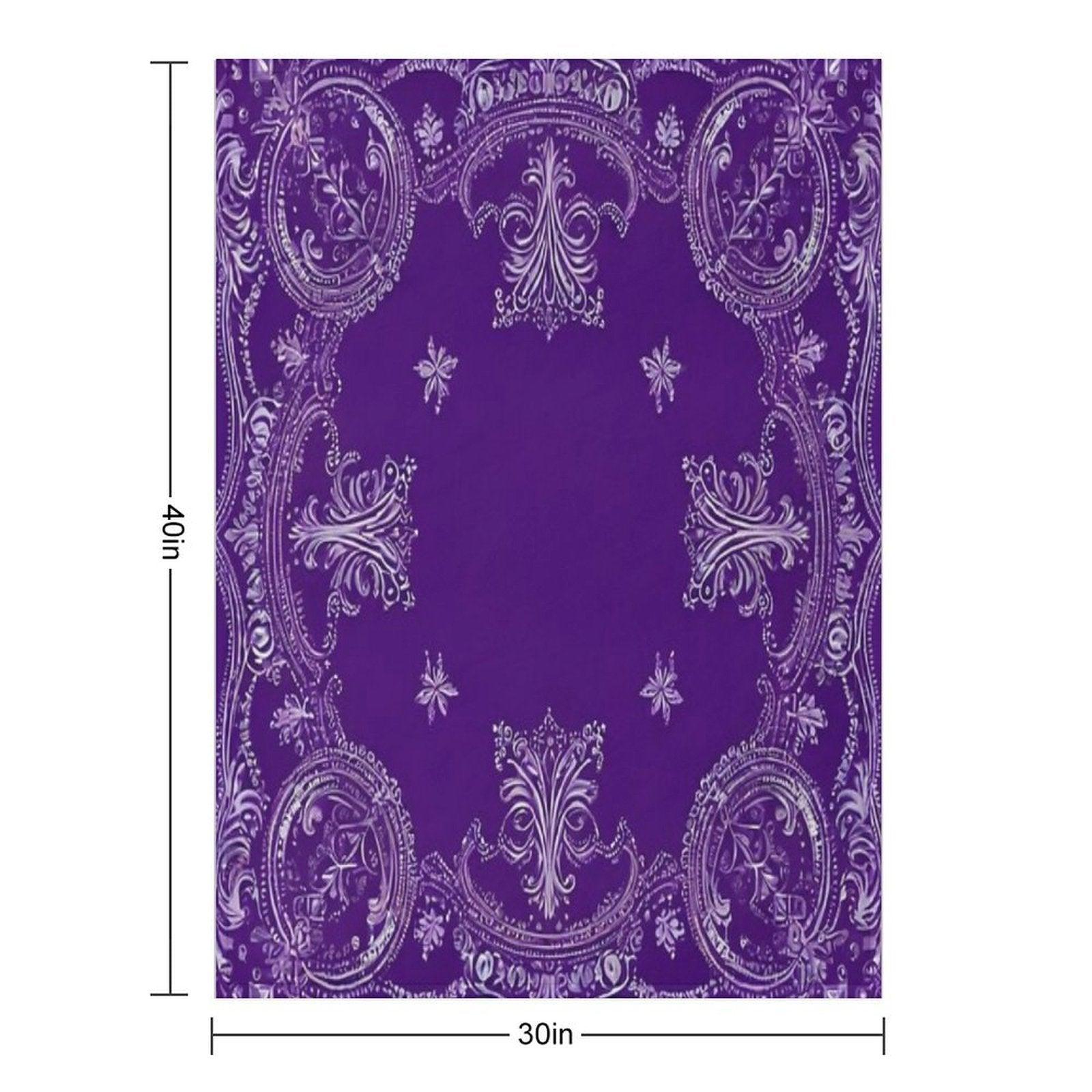 RogerPattern - Pale Purple Elegance White Detail Bandana Throw Blanket