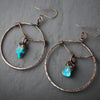Raw Turquoise Hoops - Bohemian Jewelry | Handmade by Blackbird & Sage