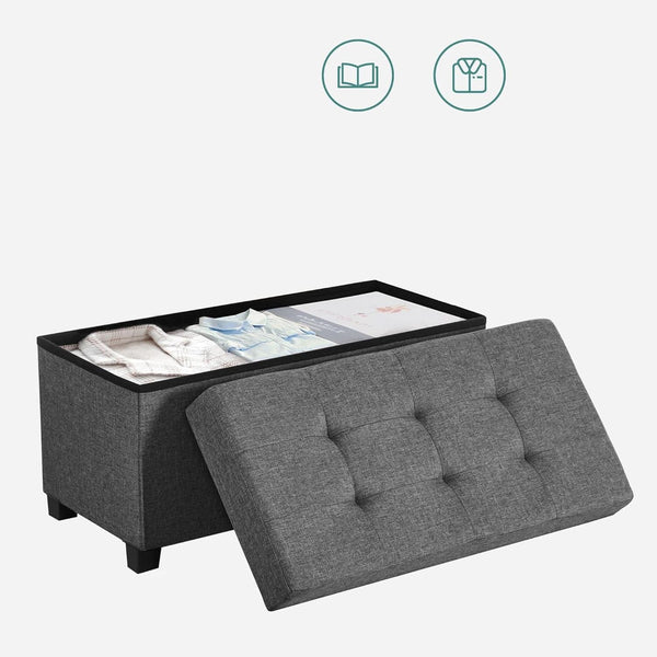 Slate Gray Storage Ottoman Bench 15x30x15.2 Inches