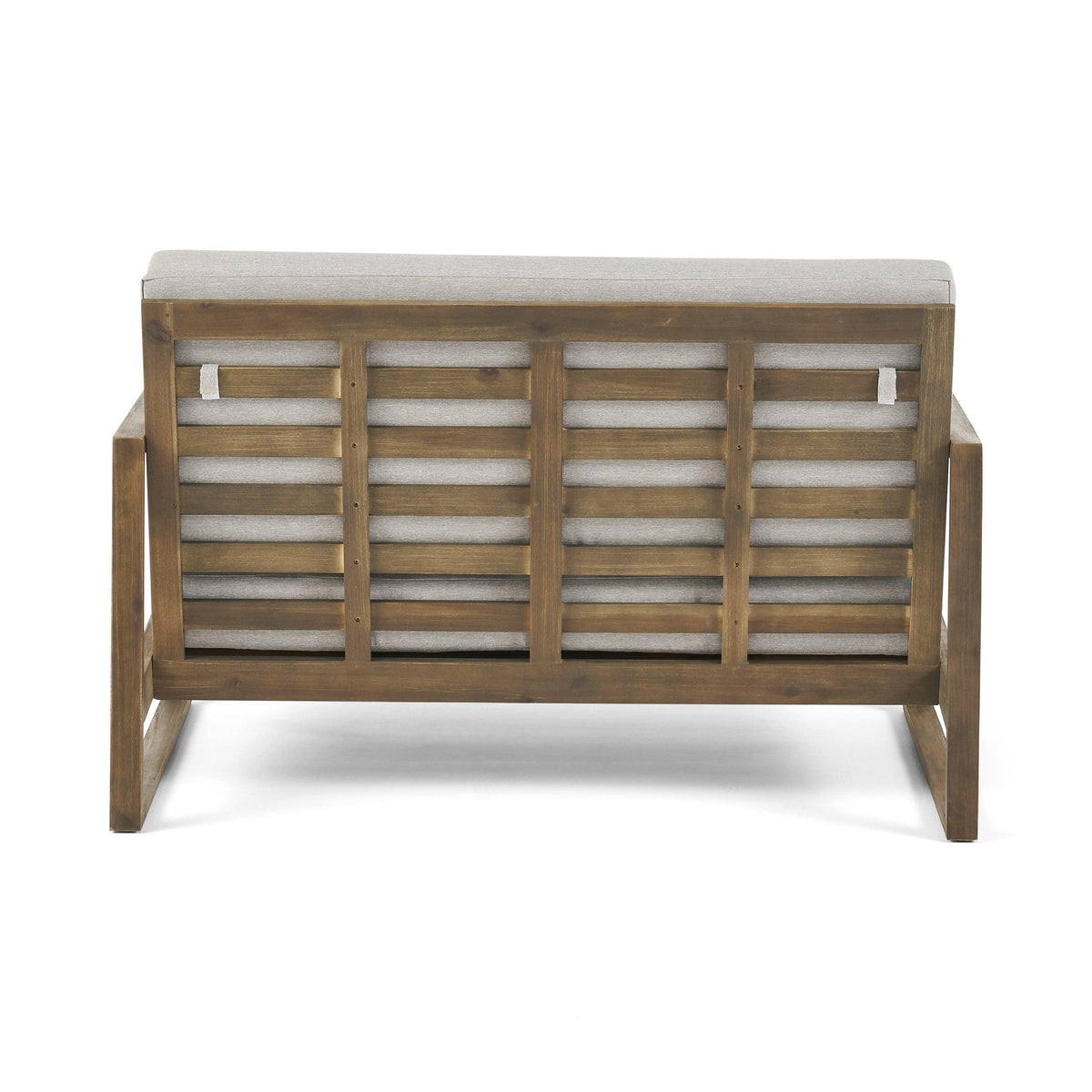 Grey Acacia Wood Outdoor Loveseat and a Table