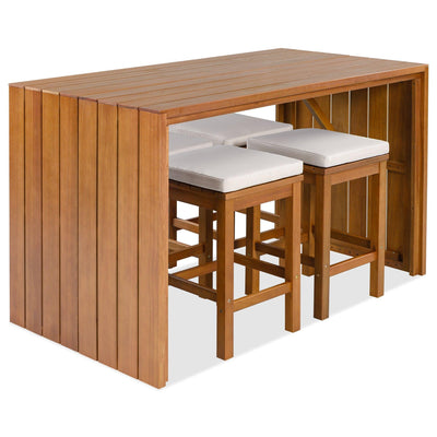 5 Piece Acacia Wood Outdoor Bar Set