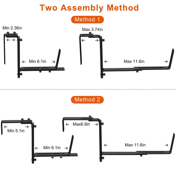 4Pcs Adjustable Planter Box Brackets Flower Box Holders Window Boxes Planters Hooks No Drill Railing Planter Mounts for Windowsills Garden Fences Balc