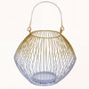 White Gold Candle Holder - Modern Glass Lantern for Indoor Outdoor Decor