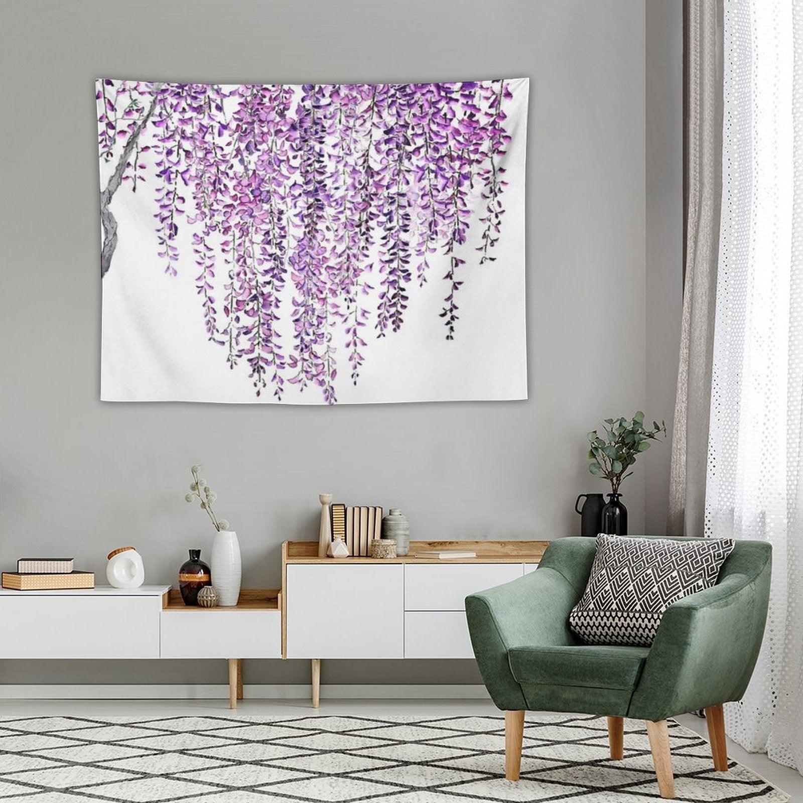 Hand Painted Purple Wisteria  in Bloom Tapestry