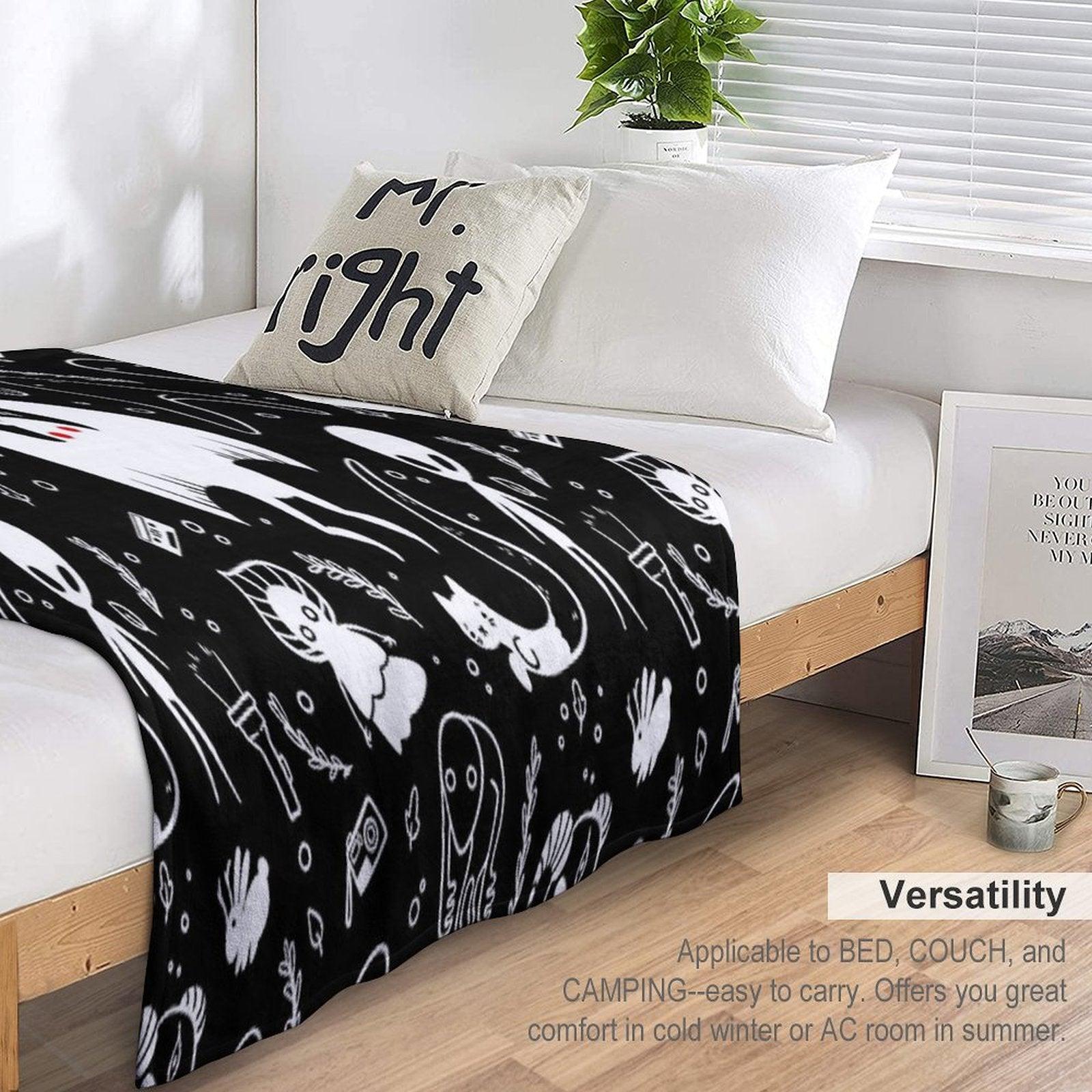 Cryptids in Black Throw Blanket