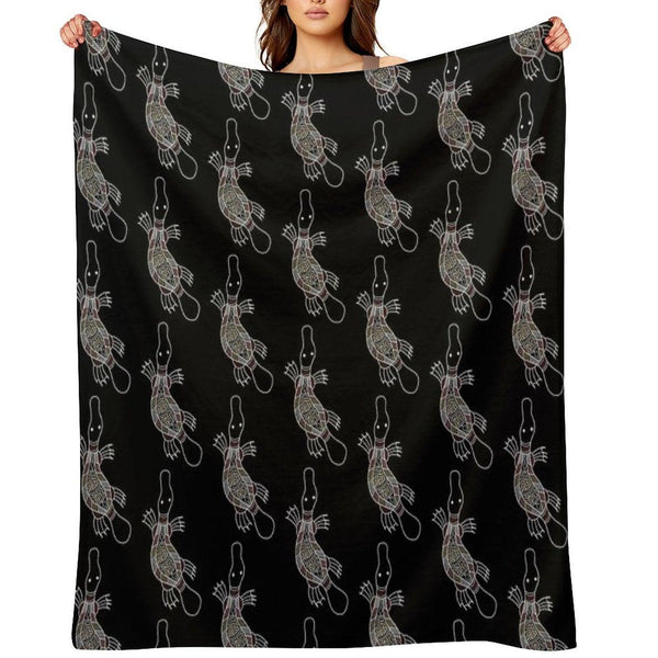Authentic Aboriginal Art - Platypus Throw Blanket