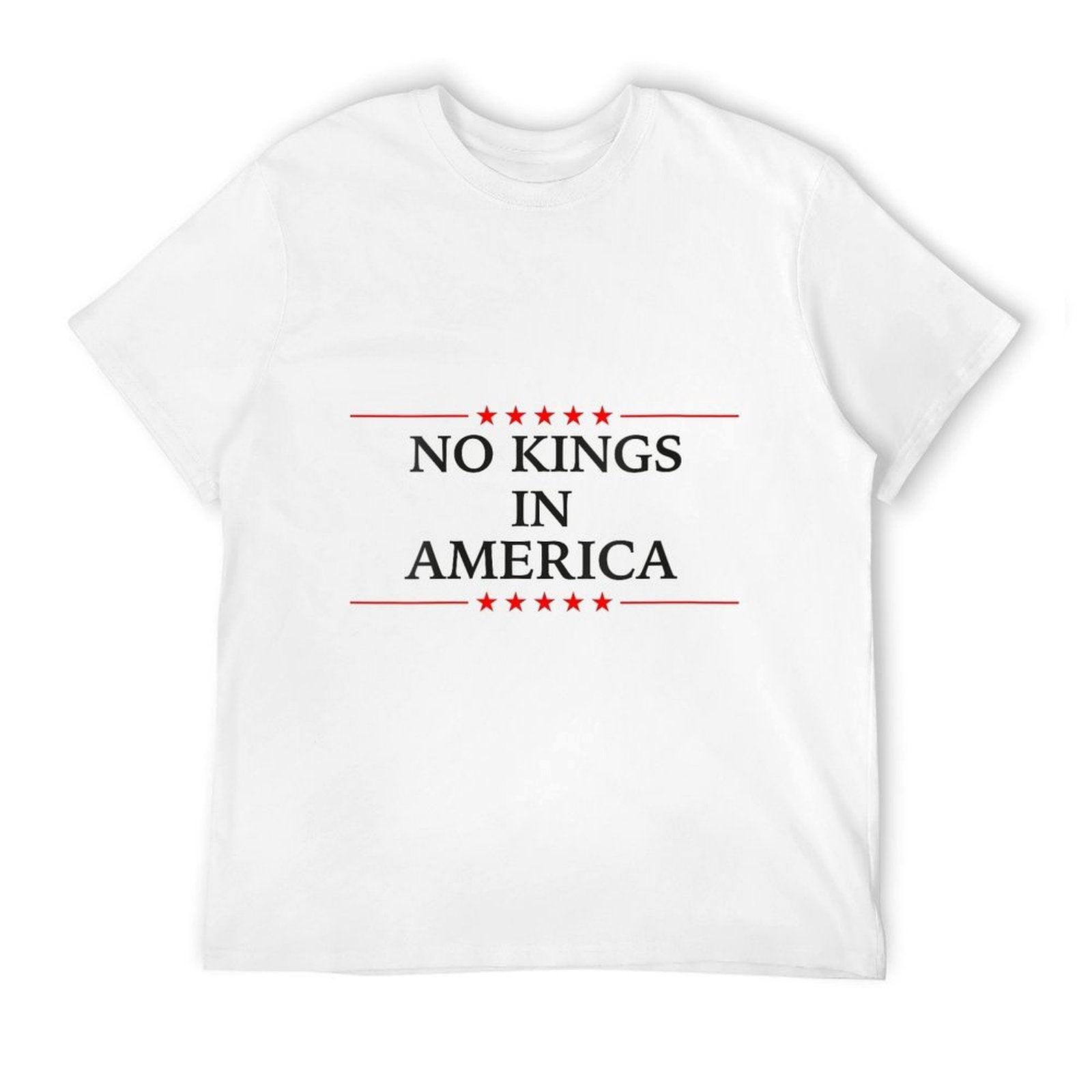 Womens No Kings in America Flag Protest Save Democracy  Ribbed Collar T-Shirt