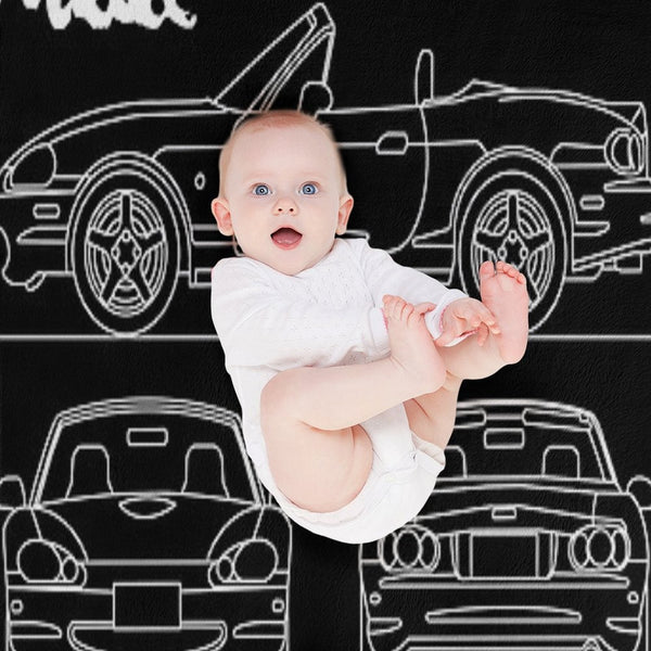 Blueprint of The MX-5 Miata Eco-conscious Throw Blanket