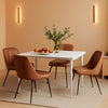 Two Brown Faux Leather Mid Century Modern Dining Chairs