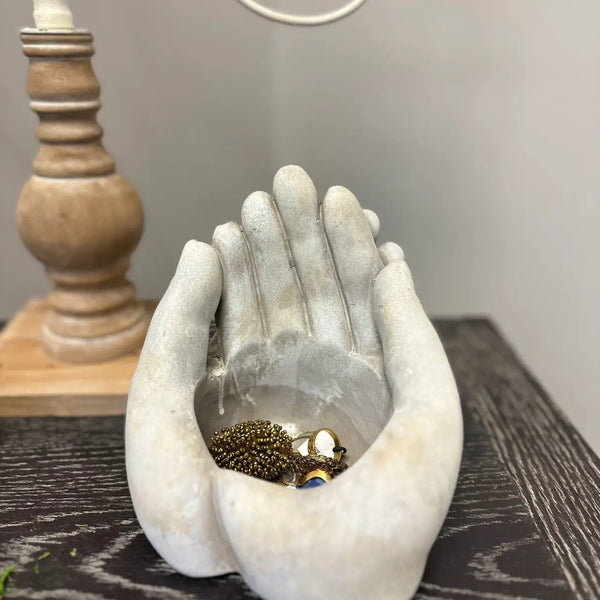 Cement Hands Planter/Candle Holder