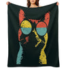 Trendy Cat in Retro Shades – Feline Cool Factor Compact Throw Blanket
