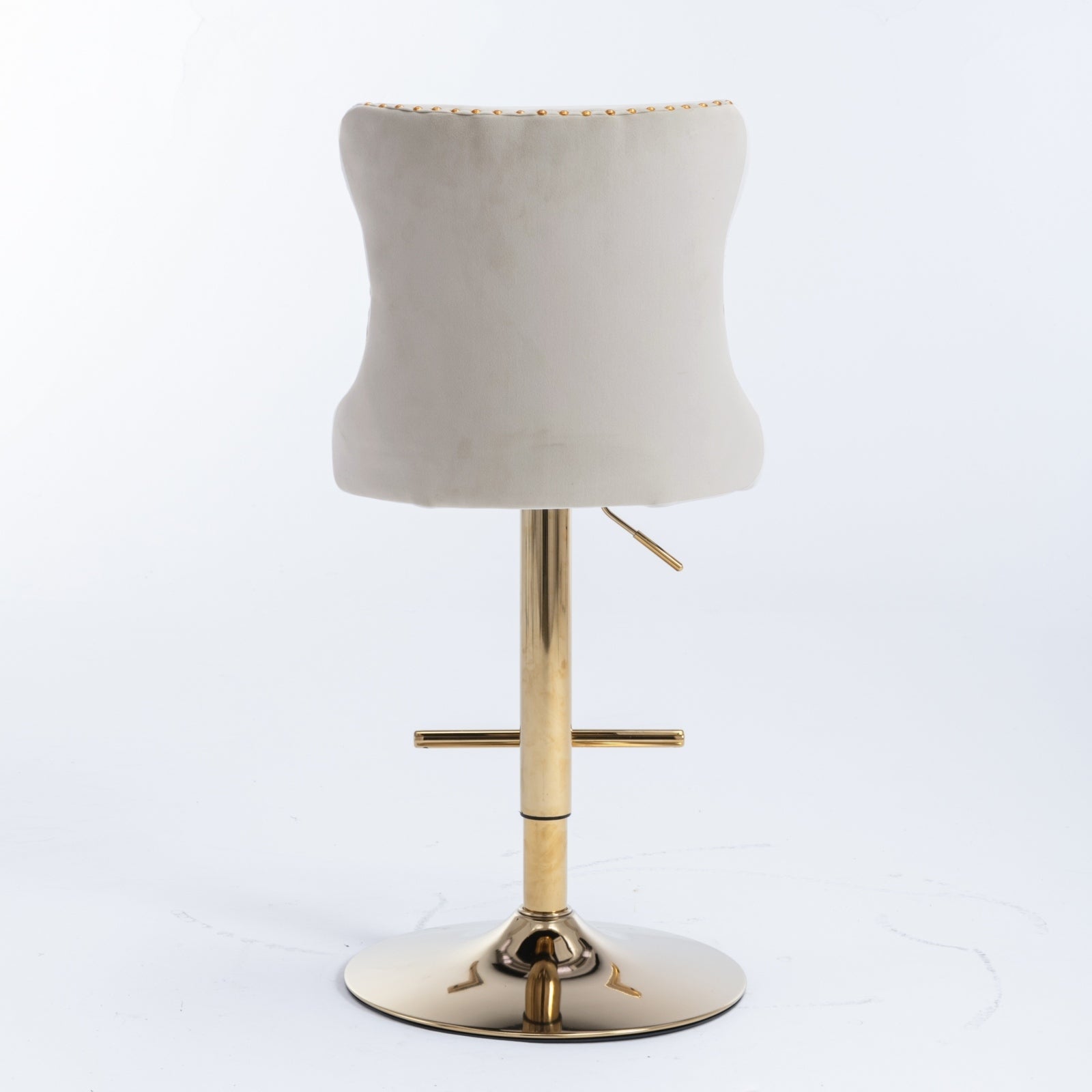 Golden Swivel Velvet Adjustable Barstools with Backs Upholstered Tufted for Home Pub