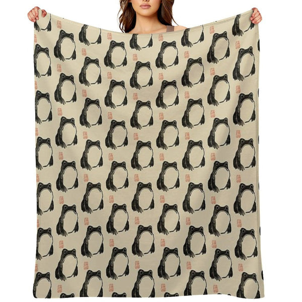 Grumpy Frog Japanese Lightweight Throw Blanket