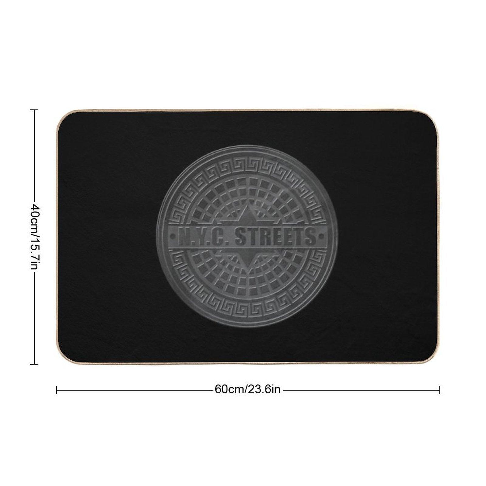 Manhole Covers NYC Black Durable Bath Mat